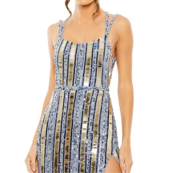 MAC DUGGAL HALTER NECK EMBELLISHED DETAILED BACK GOWN - Picture 3 of 11